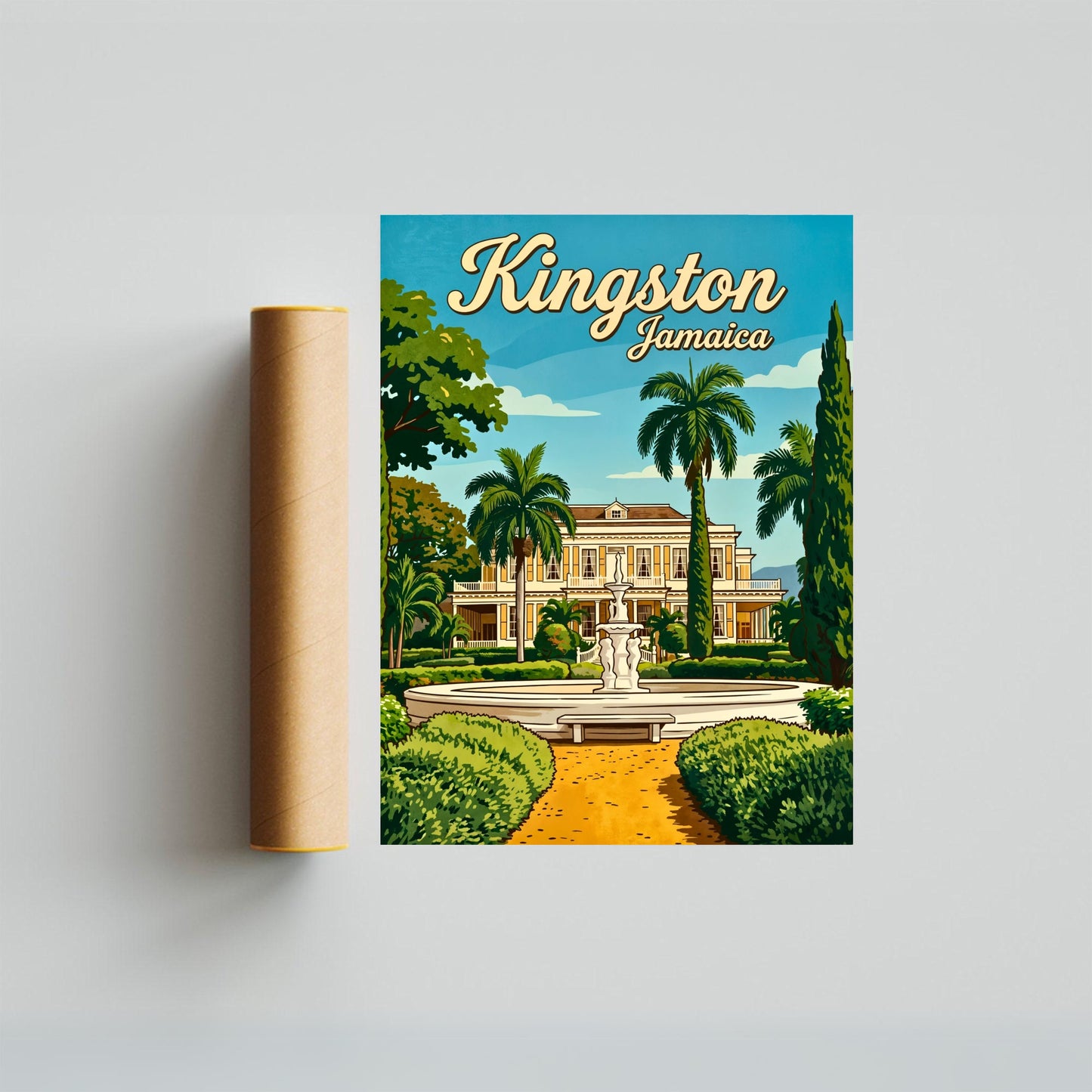Devon House  Kingston, Jamaica Vintage Travel Poster