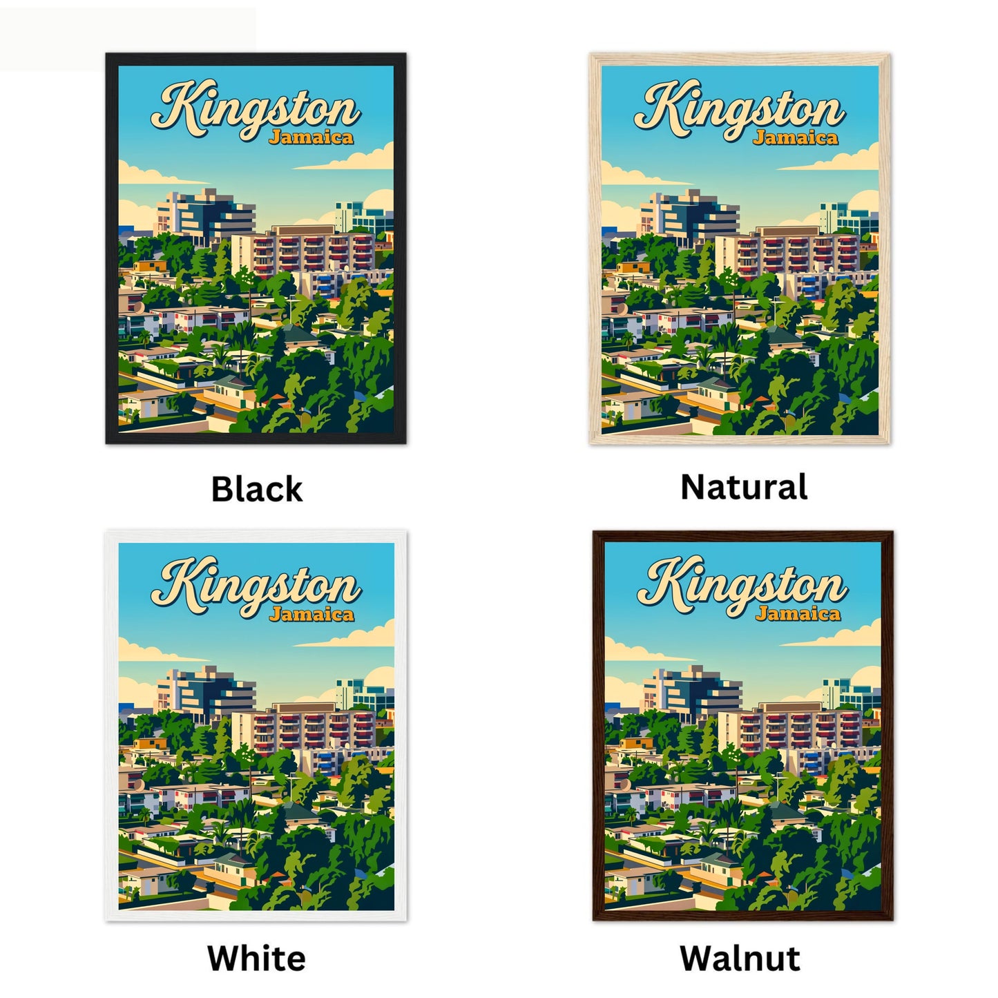 Kingston, Jamaica Vintage Travel Poster - Skyline