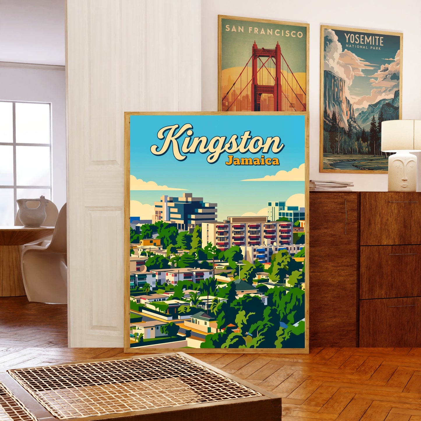 Kingston, Jamaica Vintage Travel Poster - Skyline