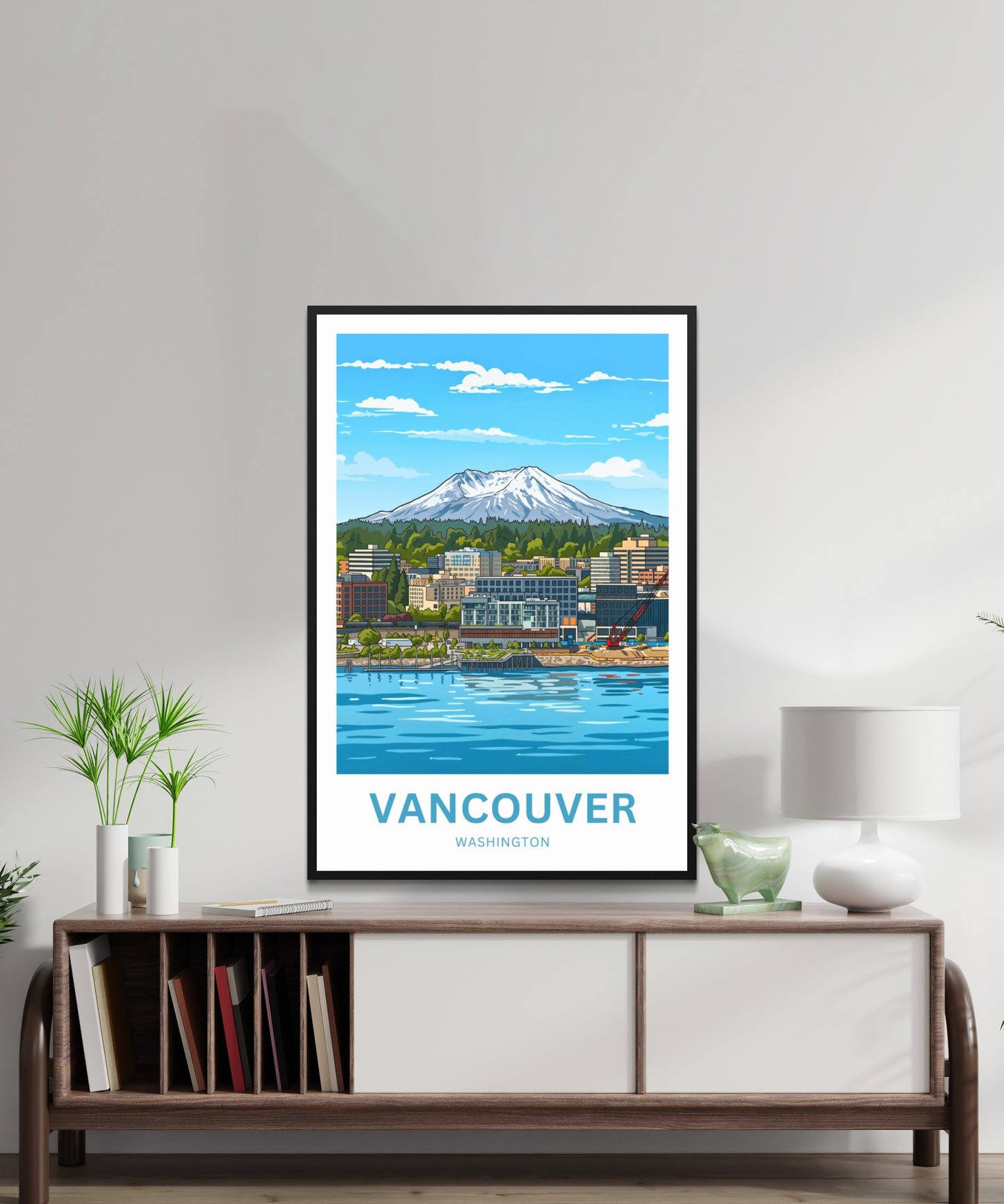 Vancouver Travel Poster - Iconic Washington Waterfront and Mountain View