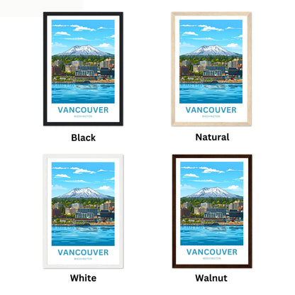 Vancouver Travel Poster - Iconic Washington Waterfront and Mountain View