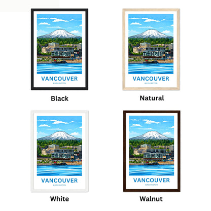 Vancouver Travel Poster - Washington River and Mountain View
