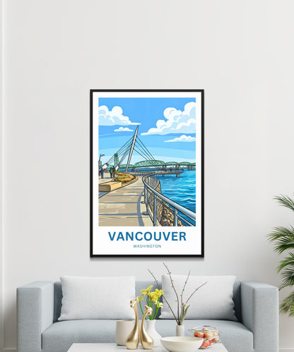 Vancouver Travel Poster - Washington River Walk
