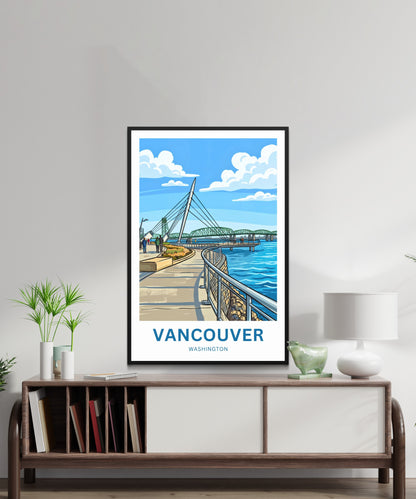 Vancouver Travel Poster - Washington River Walk