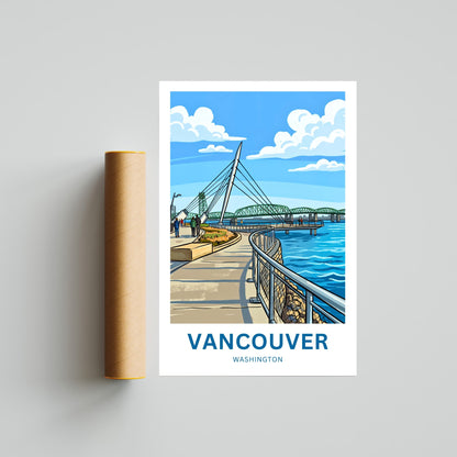 Vancouver Travel Poster - Washington River Walk
