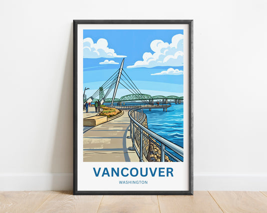 Vancouver Travel Poster - Washington River Walk