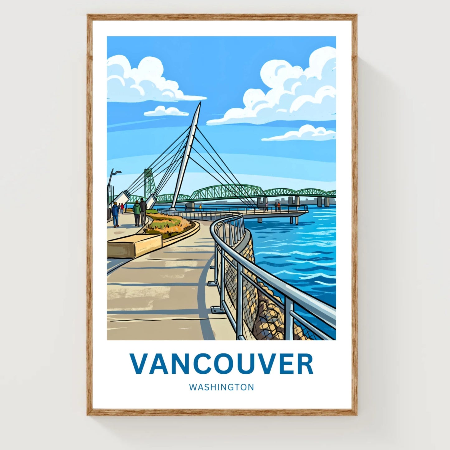 Vancouver Travel Poster - Washington River Walk