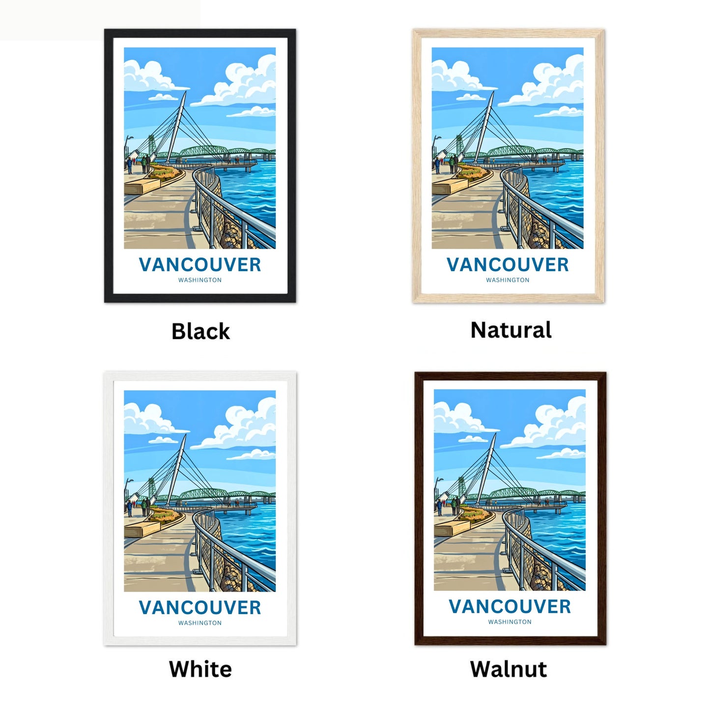 Vancouver Travel Poster - Washington River Walk