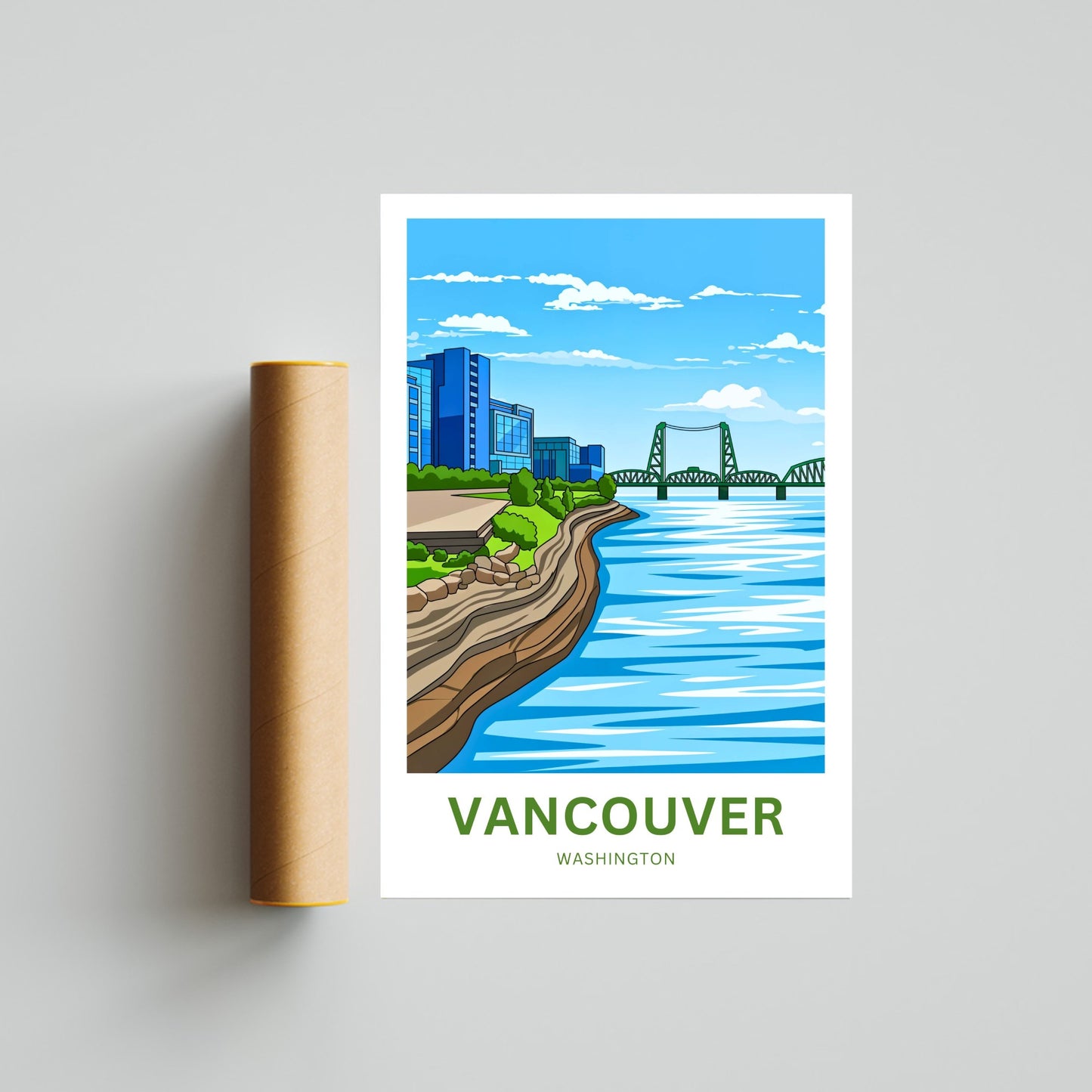 Vancouver Travel Poster - Skyline by the River