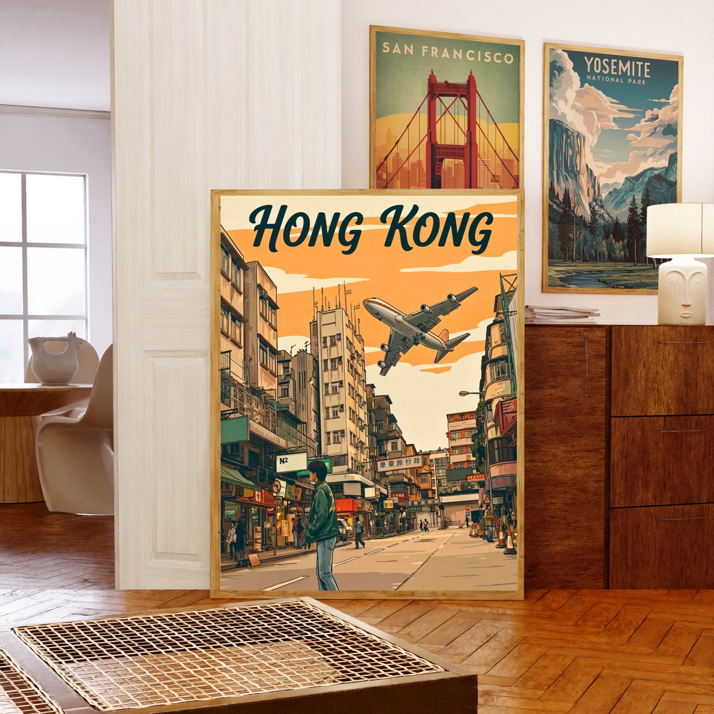 Hong Kong Vintage Travel Poster - Kai Tak from Above