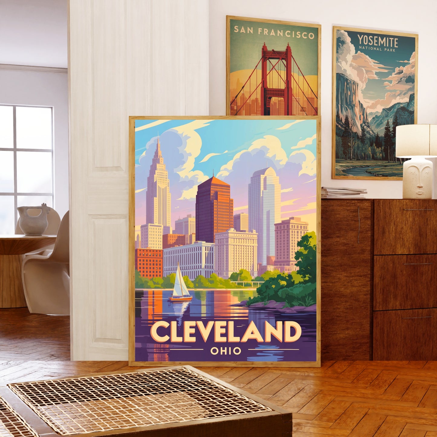 Cleveland Vintage Travel Poster - Captivating City Skyscrapers View