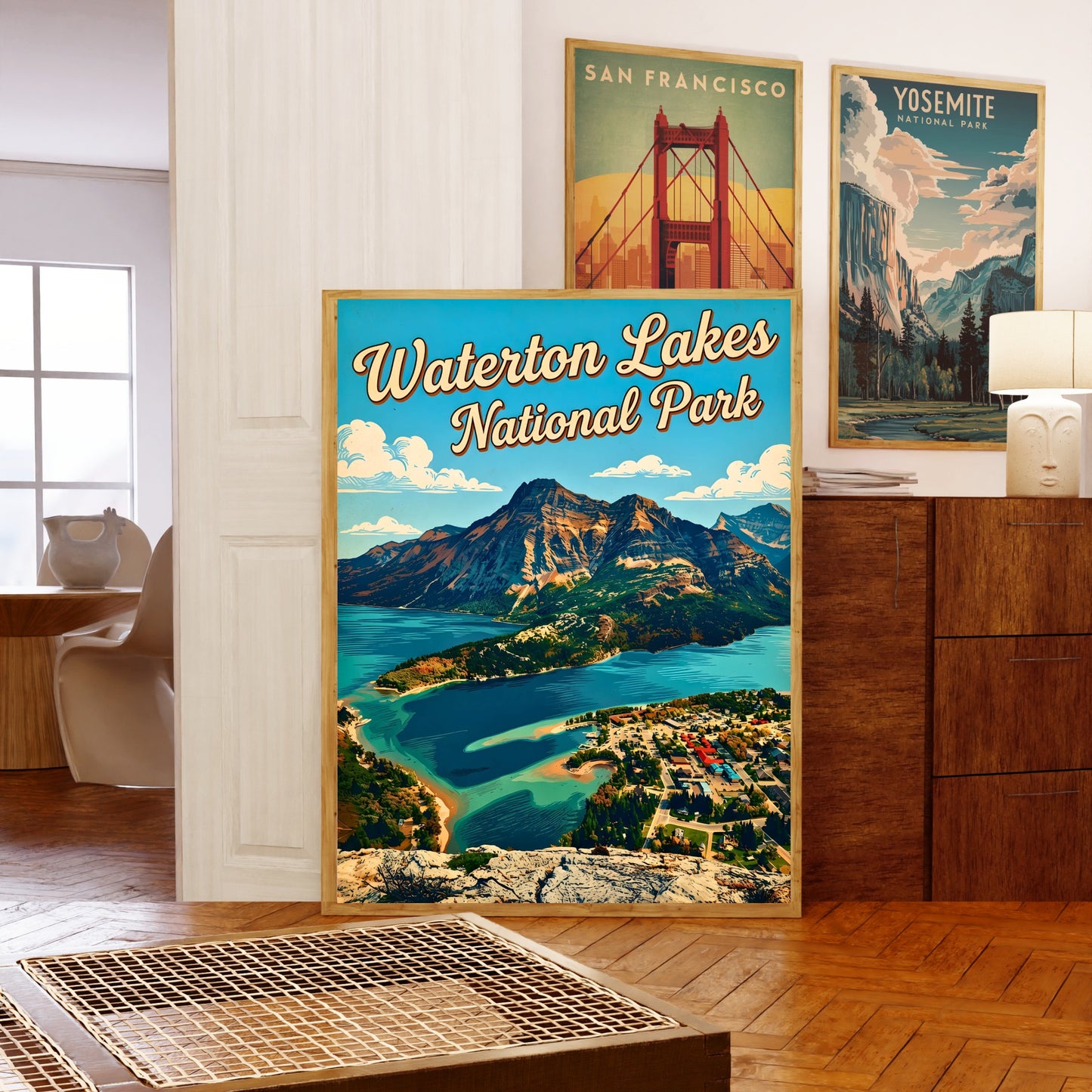 Waterton Lakes National Park Vintage Travel Poster- Sapphire Waters