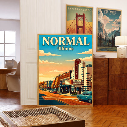Normal, Illinois Vintage Travel Poster - Captivating Street View