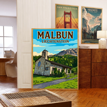 Malbun Vintage Travel Poster - Captivating Mountain View