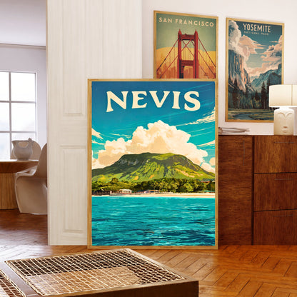 Nevis Vintage Travel Poster - Captivating Island life in Caribbean