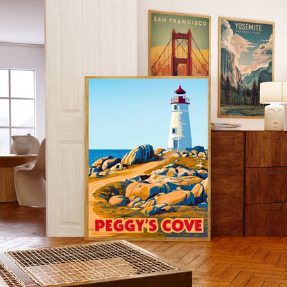 Peggy’s Cove Vintage Travel Poster - Iconic Canada Lighthouse Serenity