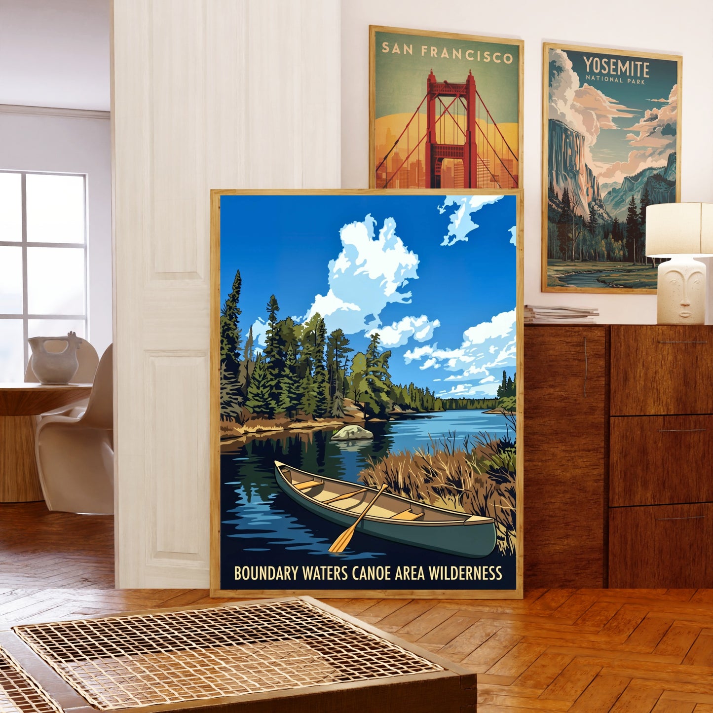 Boundary Waters Canoe Area Wilderness Vintage Travel Poster - Wild Lakes of Minnesota