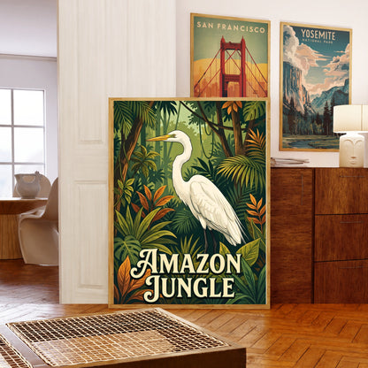 Amazon Jungle Vintage Travel Poster