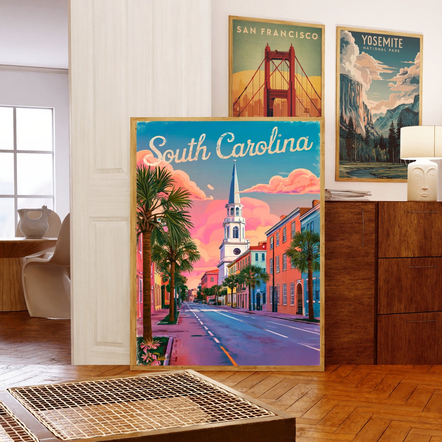 South Carolina Vintage Travel Poster  - Captivating Street of Charleston