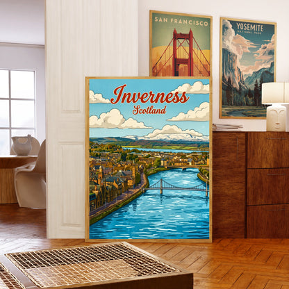 Inverness Vintage Travel Poster - Aerial View