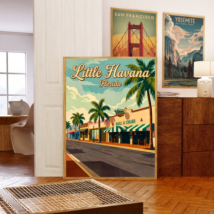 Little Havana Vintage Travel Poster -  Street View Miami, Florida