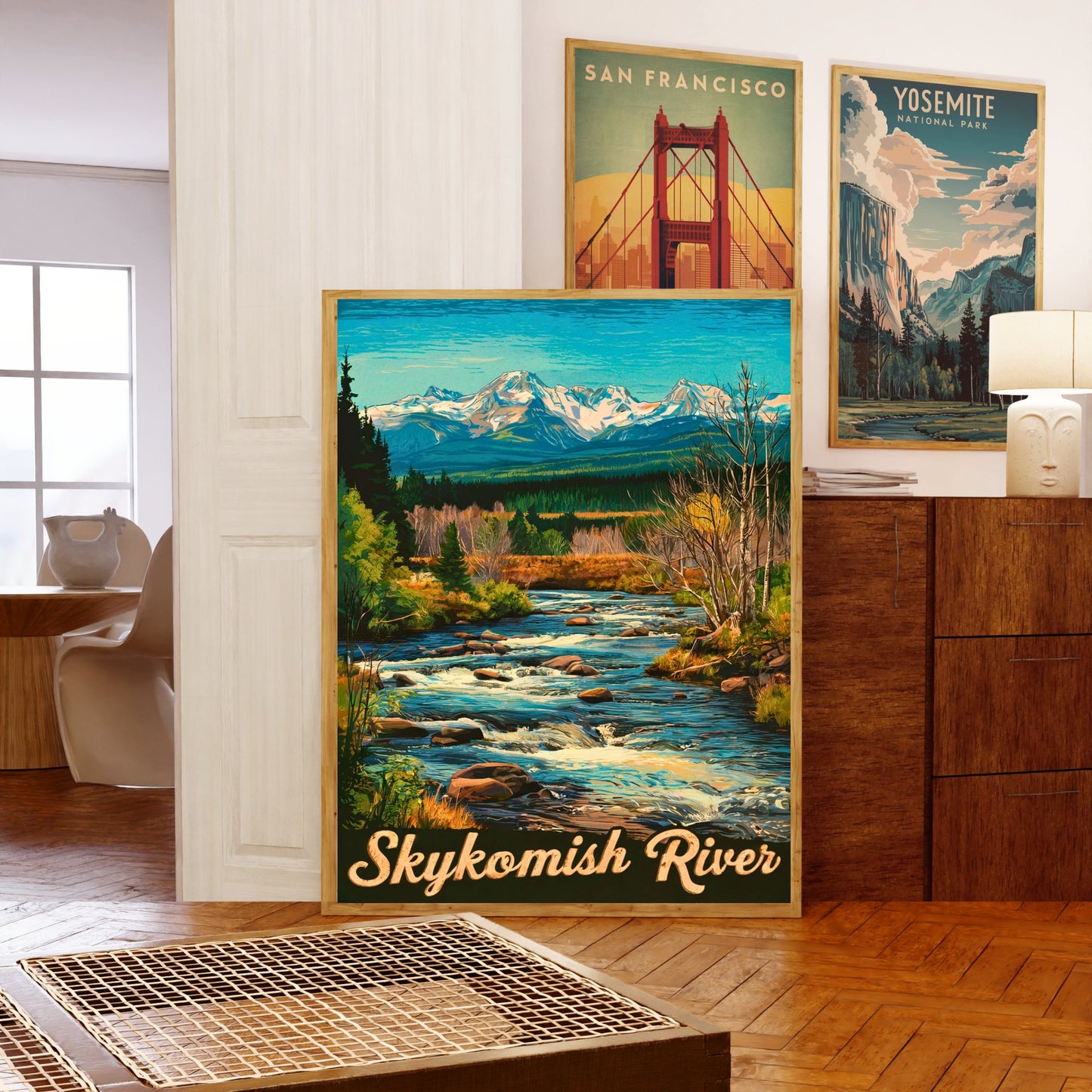 Skykomish River Vintage Travel Poster - Captivating River and Forest in Washington