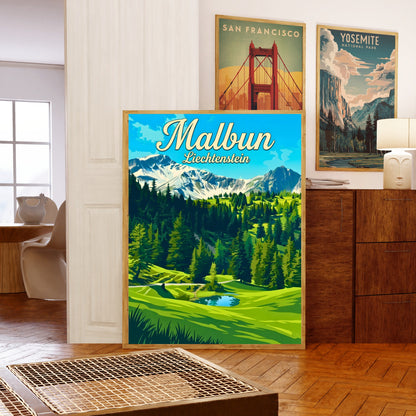 Malbun Vintage Travel Poster - Alpine Dreams