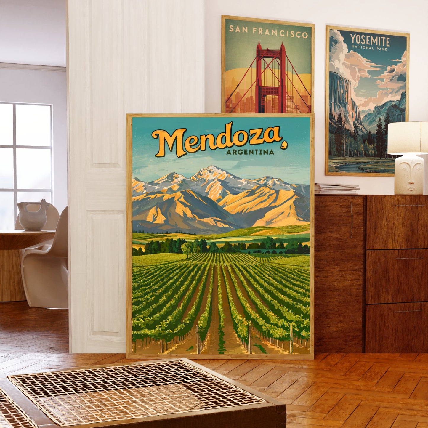 Mendoza Vintage Travel Poster - Captivating Winery View in Argentina