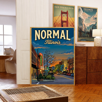Normal, Illinois Vintage Travel Poster - Uptown Lights