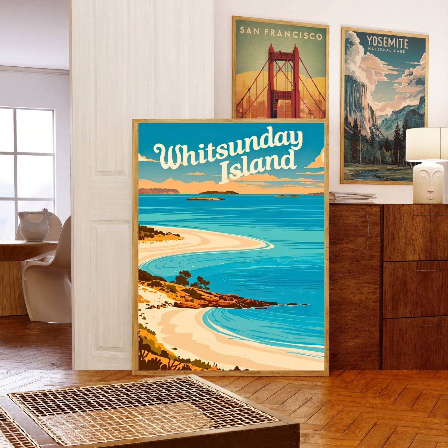Whitsunday Islands Travel Poster - Breathtaking White Sand
