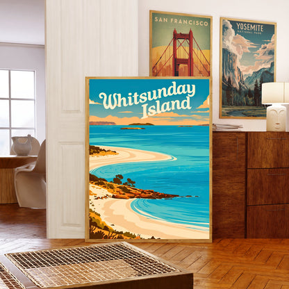 Whitsunday Islands Travel Poster - Breathtaking White Sand