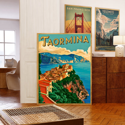 Taormina Vintage Travel Poster - Sicily Charm