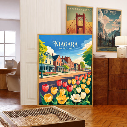 Niagara-on-the-Lake Vintage Travel Poster - Queen Street in Bloom