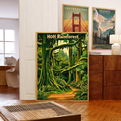 Hoh Rainforest Vintage Travel Poster