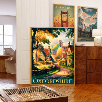 Oxfordshire Vintage Travel Poster - England Countryside
