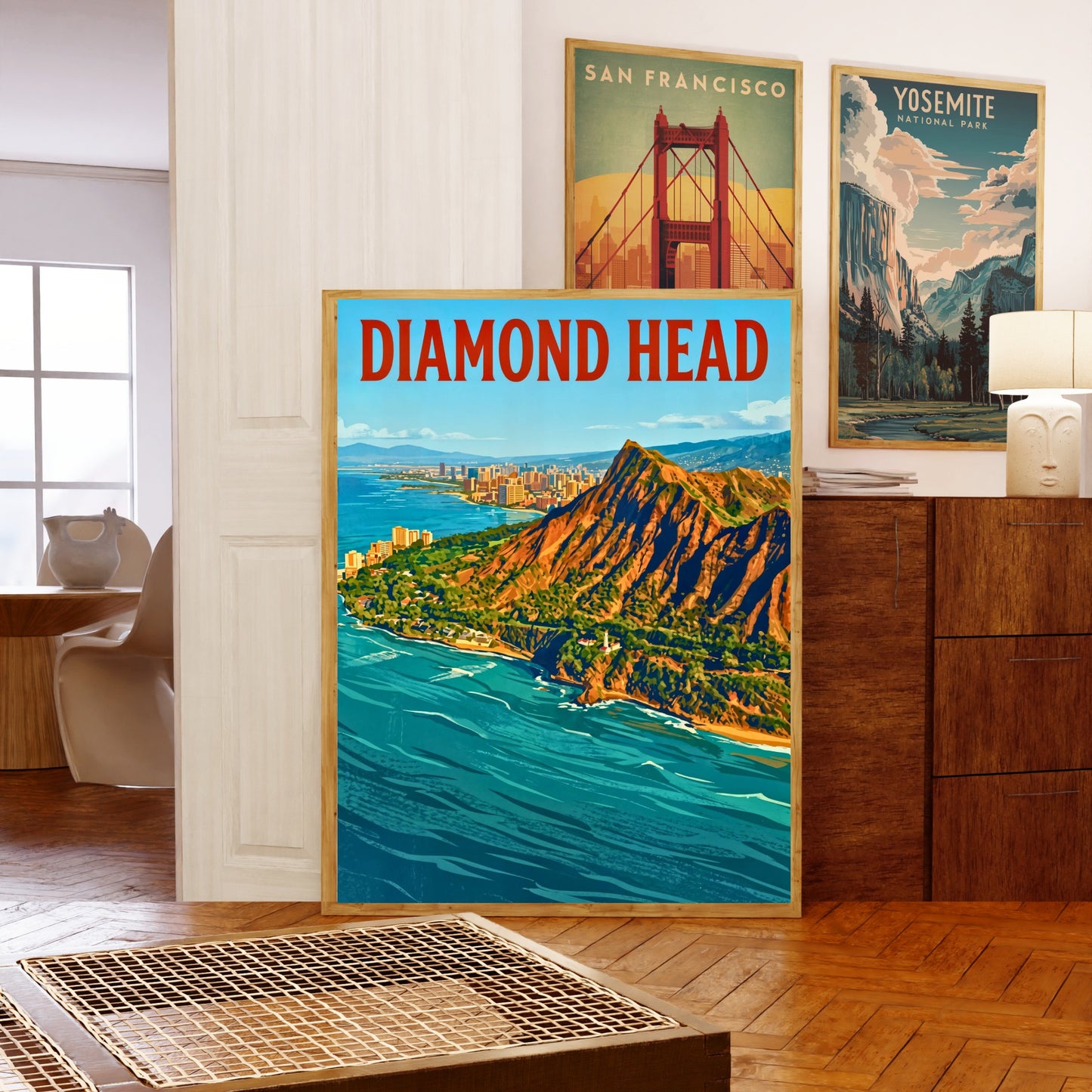 Diamond Head Vintage Travel Poster - Crater by the Sea