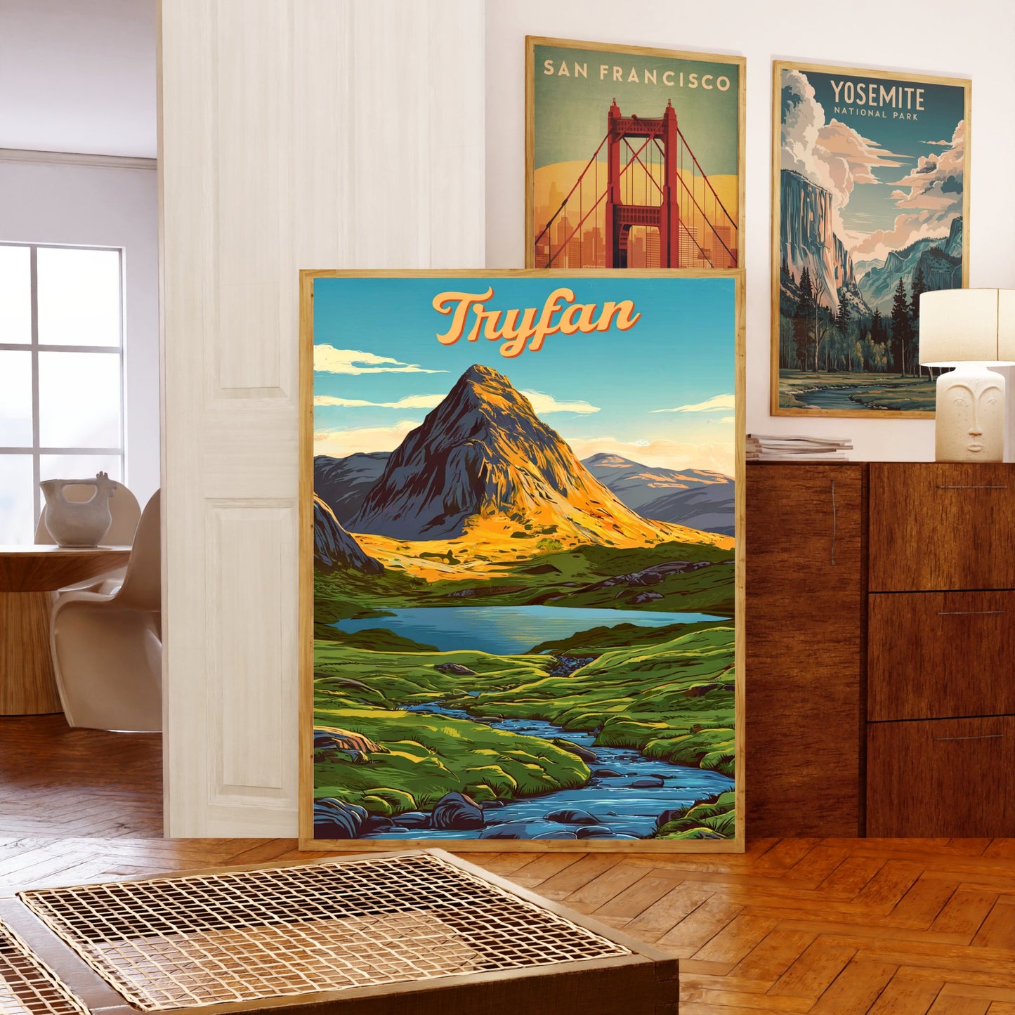 Tryfan Vintage Travel Poster - Mesmerizing View of Snowdonia North Wales