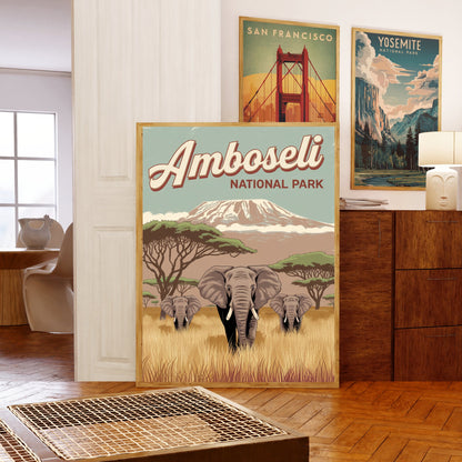 Amboseli National Park Vintage Travel Poster - Wildlife Paradise