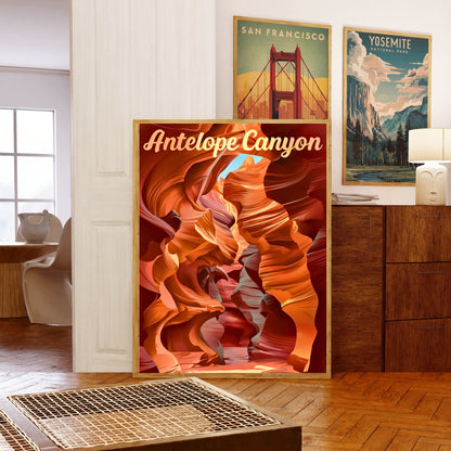 Antelope Canyon Vintage Travel Poster