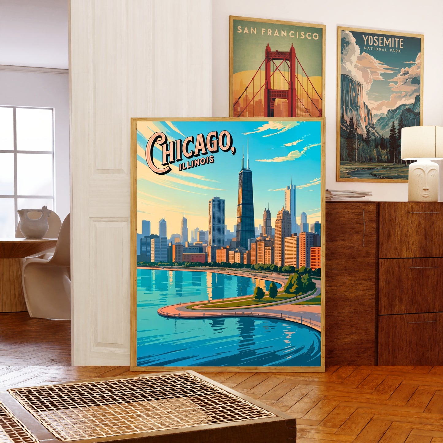 Chicago Vintage Travel Poster - Where the City Meets the Sky