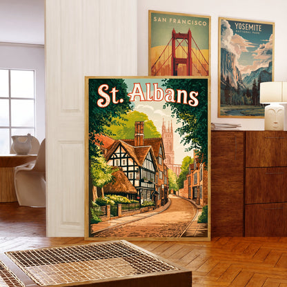 St. Albans Vintage Travel Poster