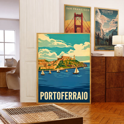 Portoferraio Vintage Travel Poster - Island of Fortresses