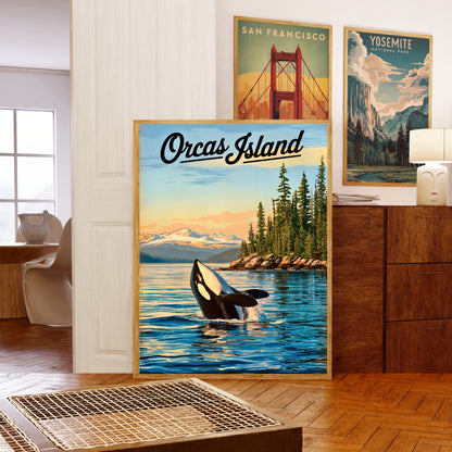 Orcas Island Vintage Travel Poster -  Wild Waters of the San Juans