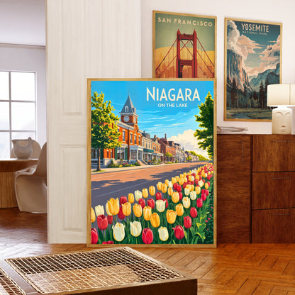 Niagara-on-the-Lake Vintage Travel Poster - Floral Charm of Queen Street