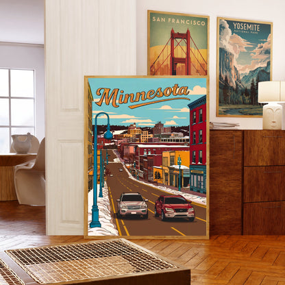 Minnesota Vintage Travel Poster - Duluth Downtown