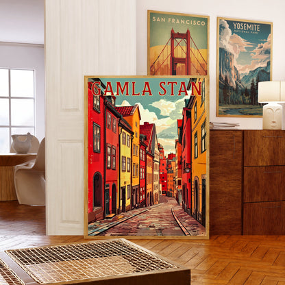 Gamla Stan Vintage Travel Poster - Explore the Narrow Street of Stockholm