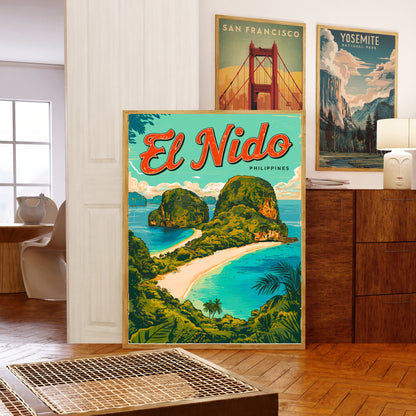 El Nido Vintage Travel Poster - Mountain Views