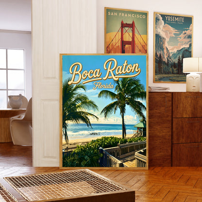 Boca Raton Vintage Travel Poster - A Touch of Coastal Luxury