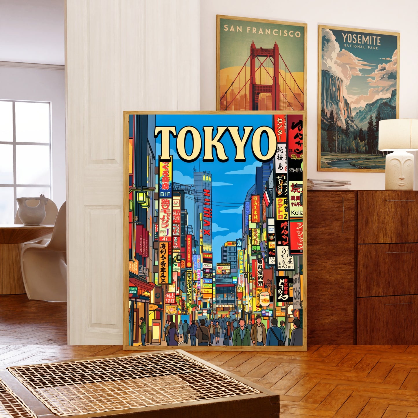 Tokyo Vintage Travel Poster - Tokyo Street Lights