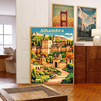 Alhambra Vintage Travel Poster - Timeless Charm of Spain